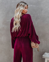 Swift Billowed Plisse Top - Wine